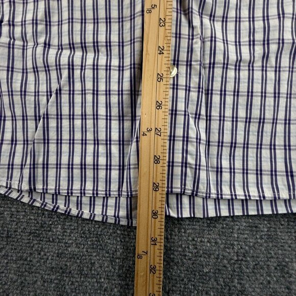 Eton 16.5 Long Sleeve Button Up Contrast Collar Preppy Purple Blue Plaid Cutaway - Picture 4 of 16